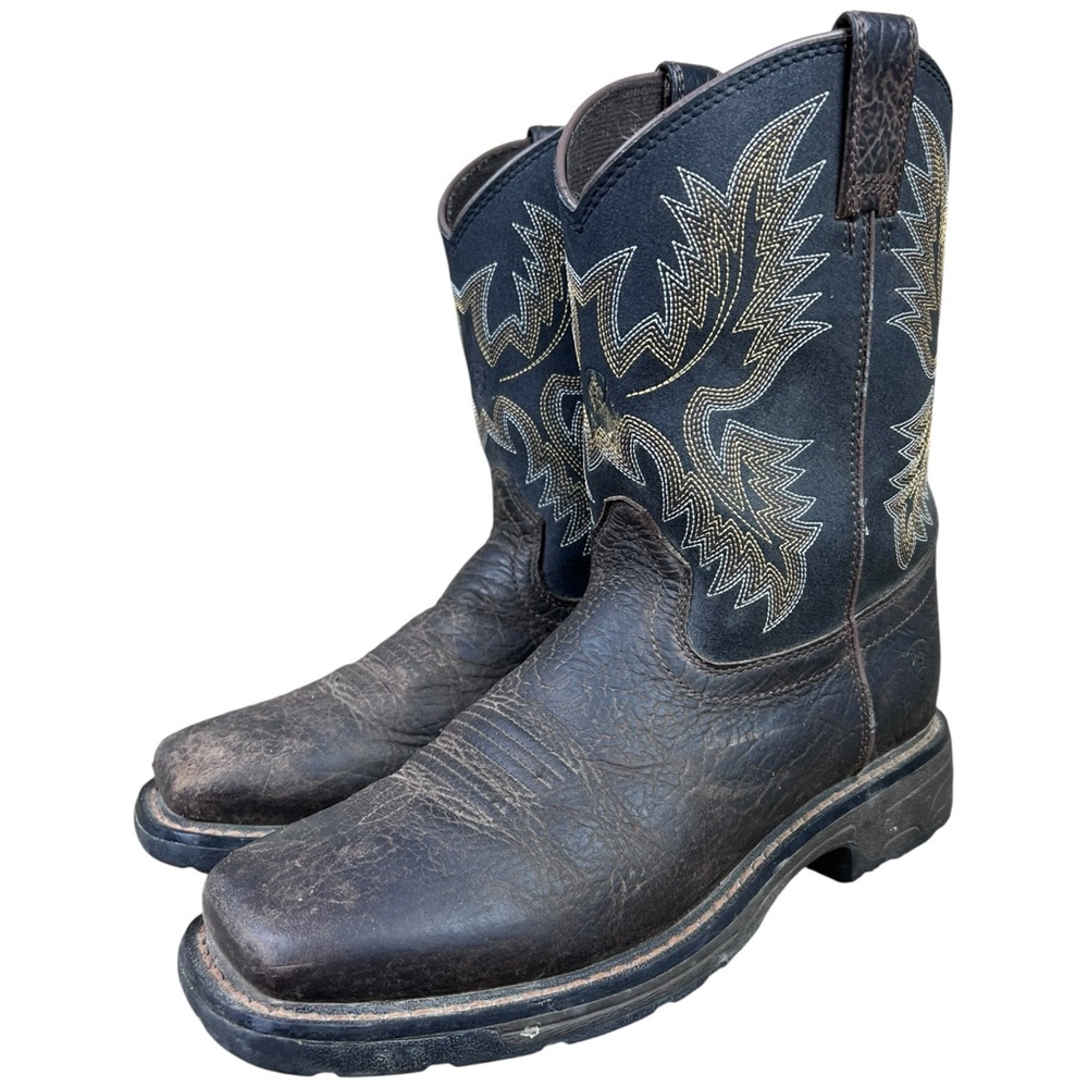 ARIAT WorkHog Leather Square Toe Cowboy Boots Size 4 Style #10021452 Brown